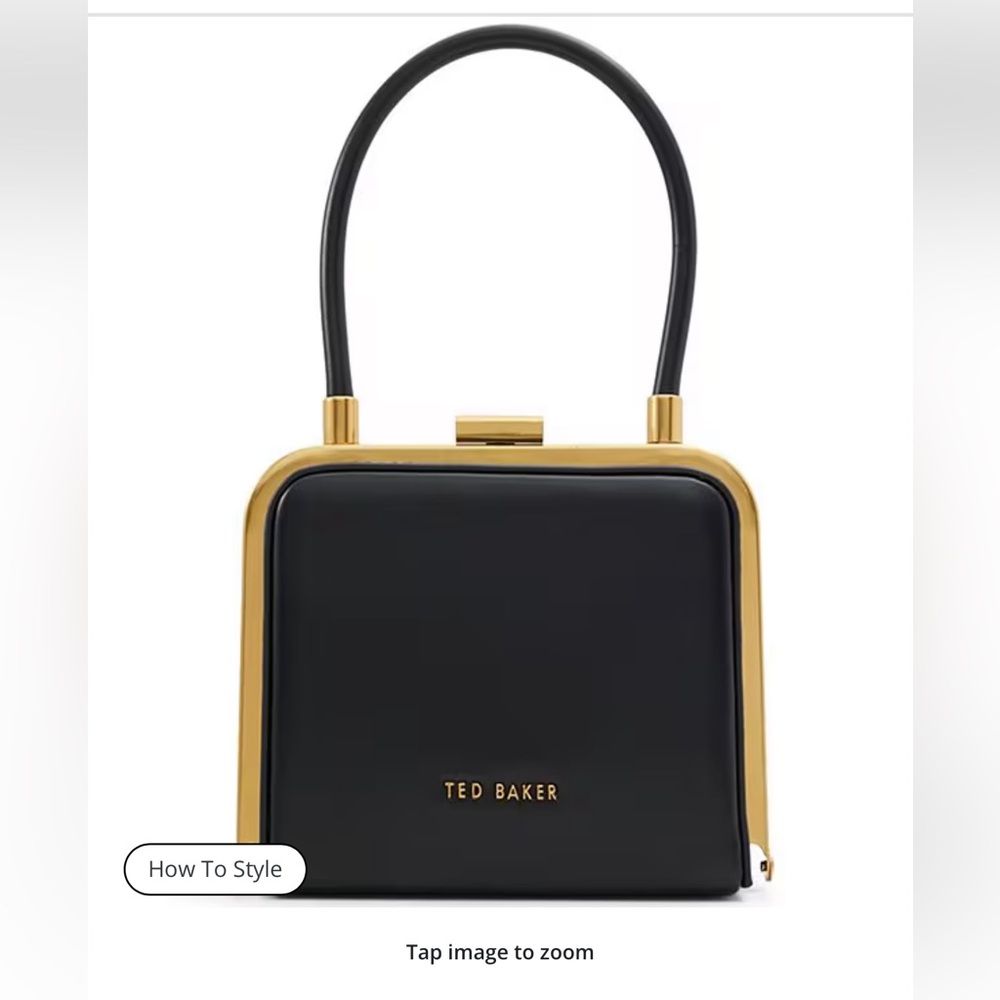 Ted Baker Black Mini Square Top-Handle Bag with Gold Hardware - Picture 2 of 8